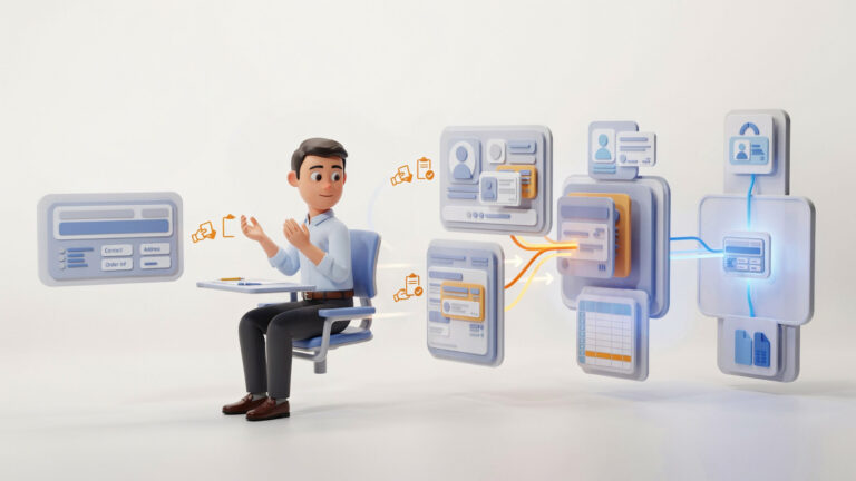 Illustration zur mehrfachen Pflege derselben Kundendaten in CRM, ERP und Tabellen