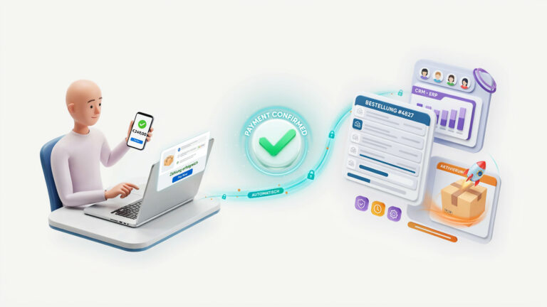 Automatisierte Übergabe einer Stripe-Zahlung an Auftrag und Geschäftssysteme
